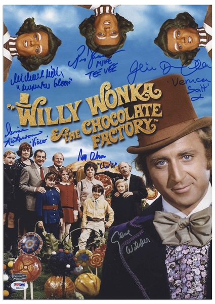 Willy Wonka Cast-Signed 12'' x 17'' Photo -- With PSA/DNA COA for All Six Signatures